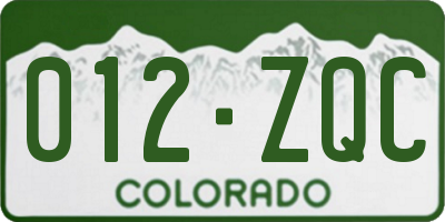 CO license plate 012ZQC