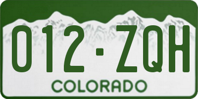 CO license plate 012ZQH