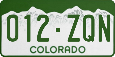 CO license plate 012ZQN