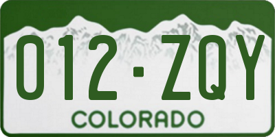 CO license plate 012ZQY