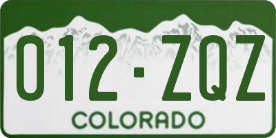 CO license plate 012ZQZ