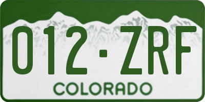 CO license plate 012ZRF