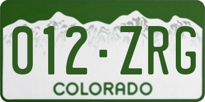 CO license plate 012ZRG