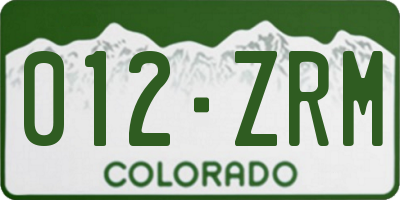 CO license plate 012ZRM