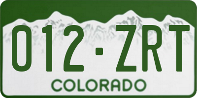 CO license plate 012ZRT