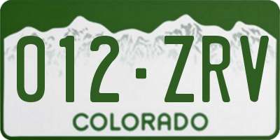 CO license plate 012ZRV
