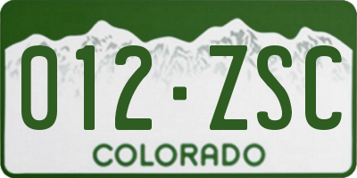 CO license plate 012ZSC