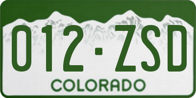 CO license plate 012ZSD