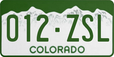 CO license plate 012ZSL