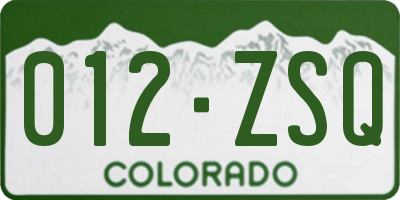 CO license plate 012ZSQ