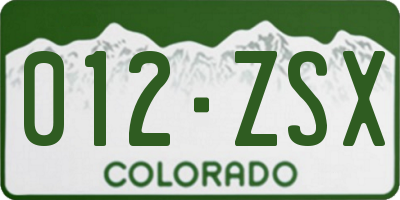 CO license plate 012ZSX