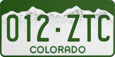 CO license plate 012ZTC