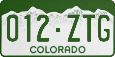 CO license plate 012ZTG