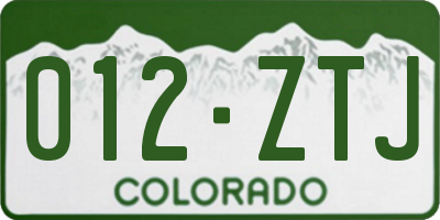 CO license plate 012ZTJ