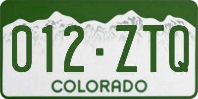 CO license plate 012ZTQ