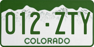 CO license plate 012ZTY