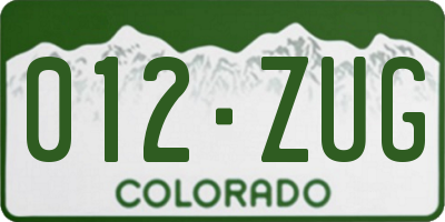 CO license plate 012ZUG