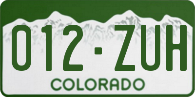 CO license plate 012ZUH
