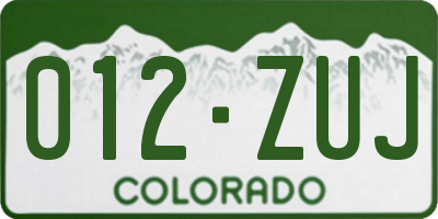 CO license plate 012ZUJ