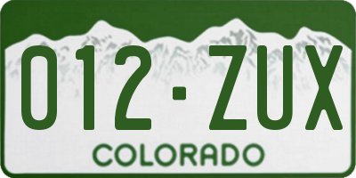 CO license plate 012ZUX