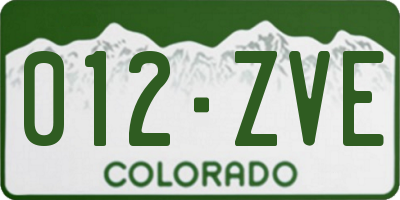 CO license plate 012ZVE