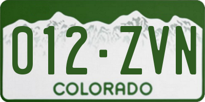 CO license plate 012ZVN