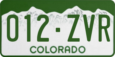 CO license plate 012ZVR