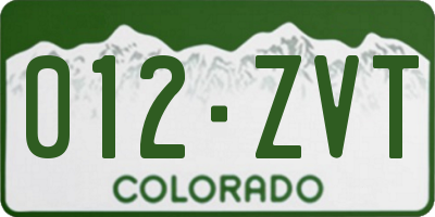 CO license plate 012ZVT