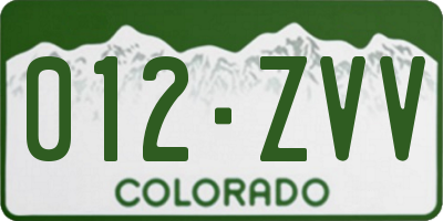 CO license plate 012ZVV