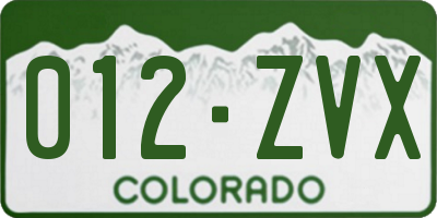 CO license plate 012ZVX