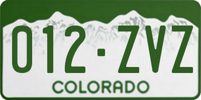 CO license plate 012ZVZ