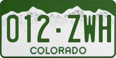 CO license plate 012ZWH