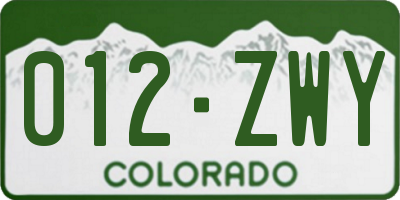 CO license plate 012ZWY