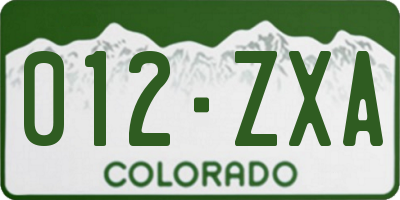 CO license plate 012ZXA