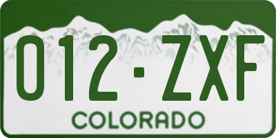 CO license plate 012ZXF