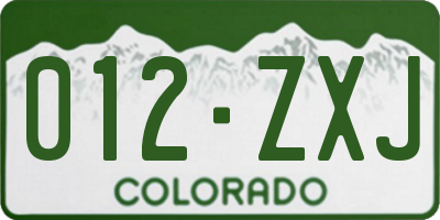 CO license plate 012ZXJ