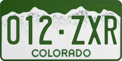 CO license plate 012ZXR