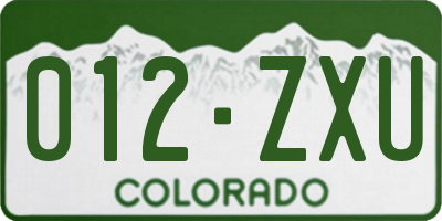 CO license plate 012ZXU