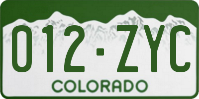 CO license plate 012ZYC