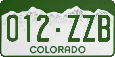 CO license plate 012ZZB