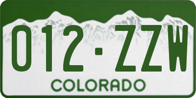 CO license plate 012ZZW