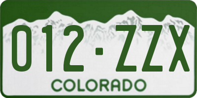 CO license plate 012ZZX