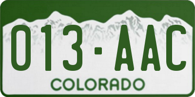 CO license plate 013AAC