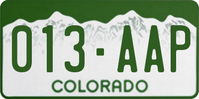 CO license plate 013AAP
