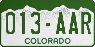 CO license plate 013AAR