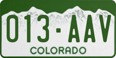 CO license plate 013AAV