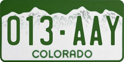 CO license plate 013AAY