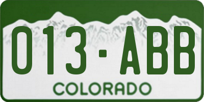 CO license plate 013ABB