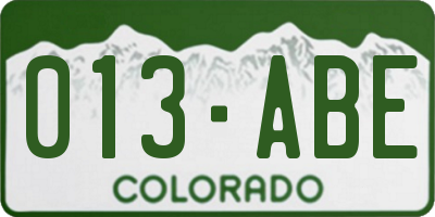 CO license plate 013ABE