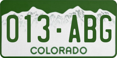 CO license plate 013ABG